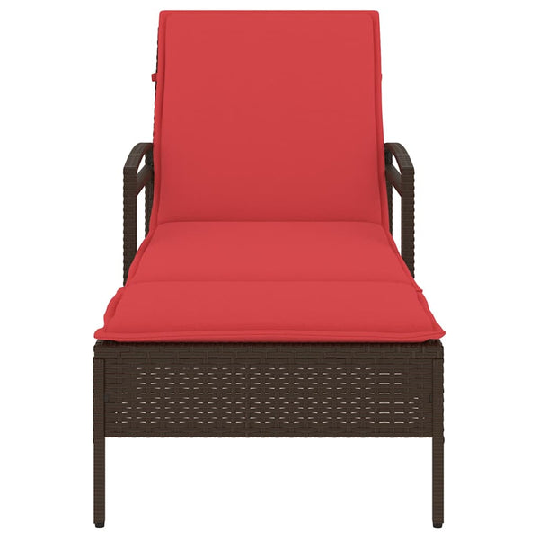 Sonnenliege Braun mit Kissen Polyrattan