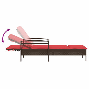 Sonnenliege Braun mit Kissen Polyrattan