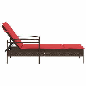 Sonnenliege Braun mit Kissen Polyrattan