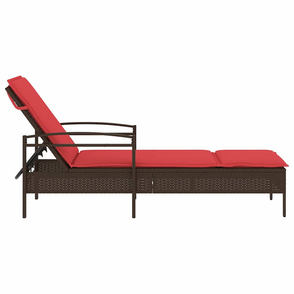 Sonnenliege Braun mit Kissen Polyrattan