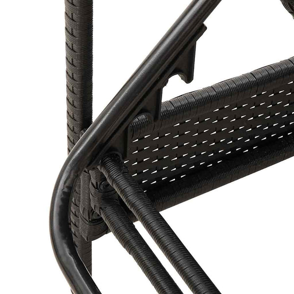 Schwarze Poly-Rattan Sonnenliege mit Kissen