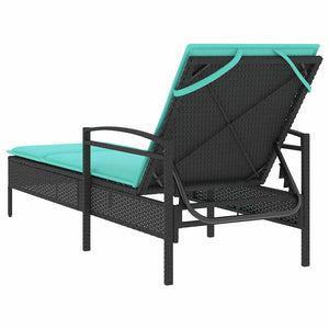 Schwarze Poly-Rattan Sonnenliege mit Kissen