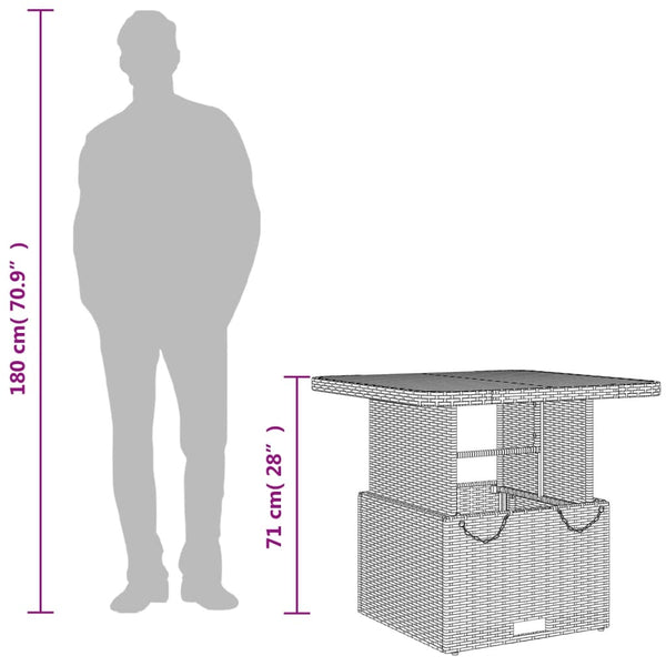Schwarzer Gartentisch 80x80 cm Poly Rattan