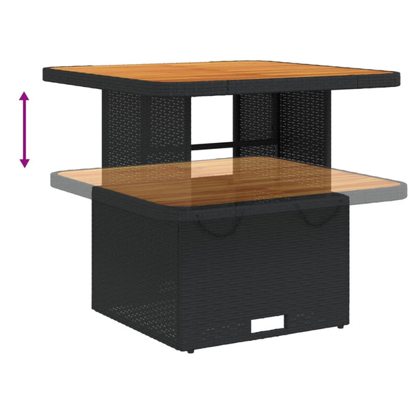 Schwarzer Gartentisch 80x80 cm Poly Rattan
