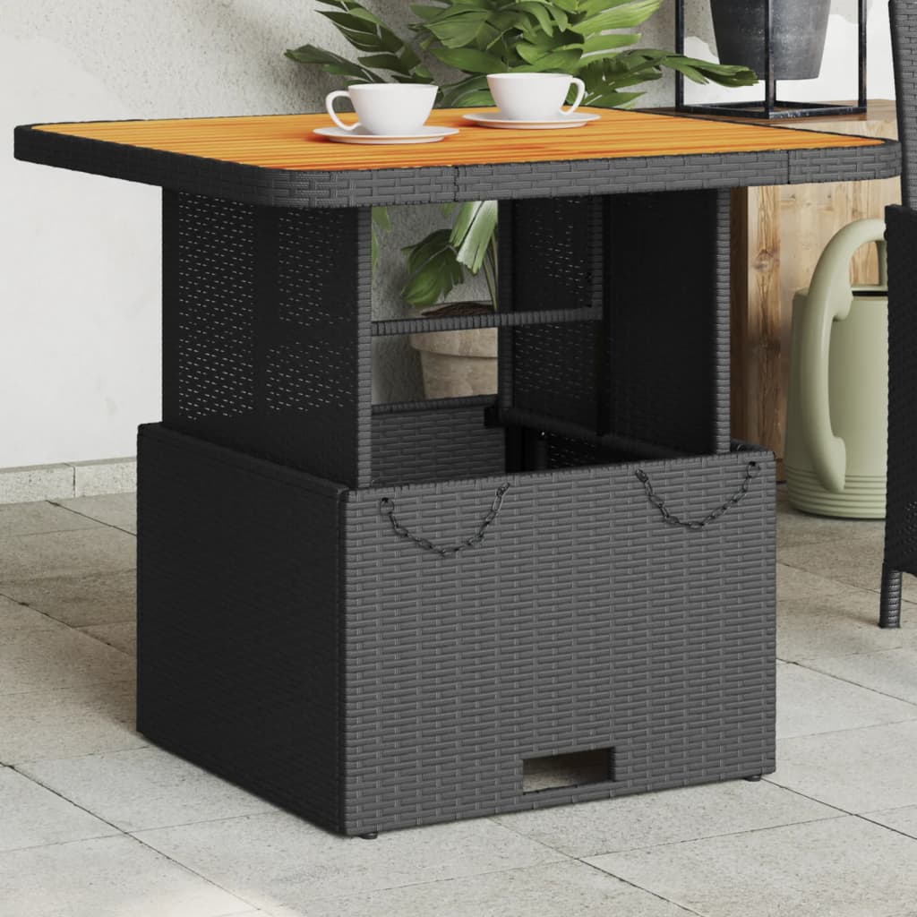 Schwarzer Gartentisch 80x80 cm Poly Rattan