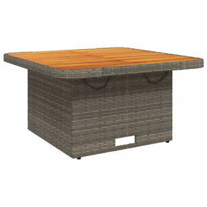 Gartentisch Grau 80x80 cm Poly Rattan Akazie