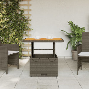Gartentisch Grau 80x80 cm Poly Rattan Akazie