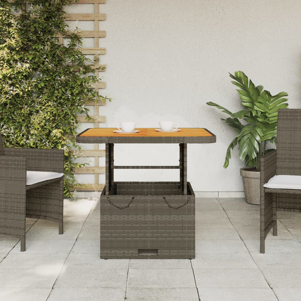 Gartentisch Grau 80x80 cm Poly Rattan Akazie