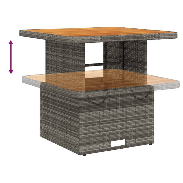 Gartentisch Grau 80x80 cm Poly Rattan Akazie