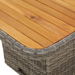 Gartentisch Grau 80x80 cm Poly Rattan Akazie