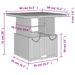 Gartentisch Grau 80x80 cm Poly Rattan Akazie