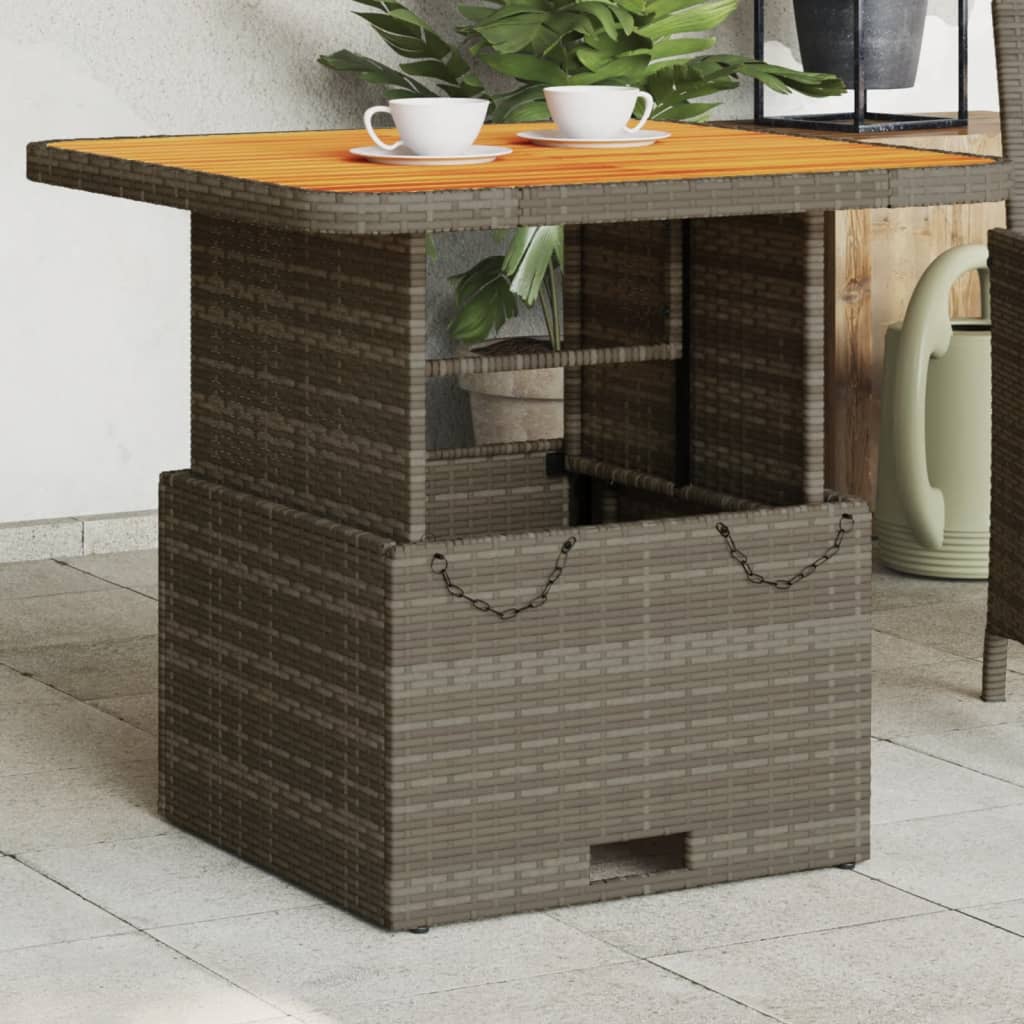 Gartentisch Grau 80x80 cm Poly Rattan Akazie