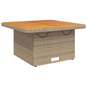 Beiger Gartentisch 80x80 cm Poly Rattan Akazie