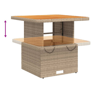 Beiger Gartentisch 80x80 cm Poly Rattan Akazie