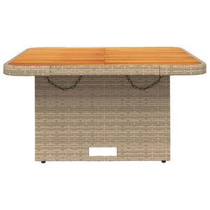 Beiger Gartentisch 80x80 cm Poly Rattan Akazie