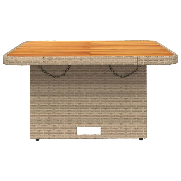 Beiger Gartentisch 80x80 cm Poly Rattan Akazie