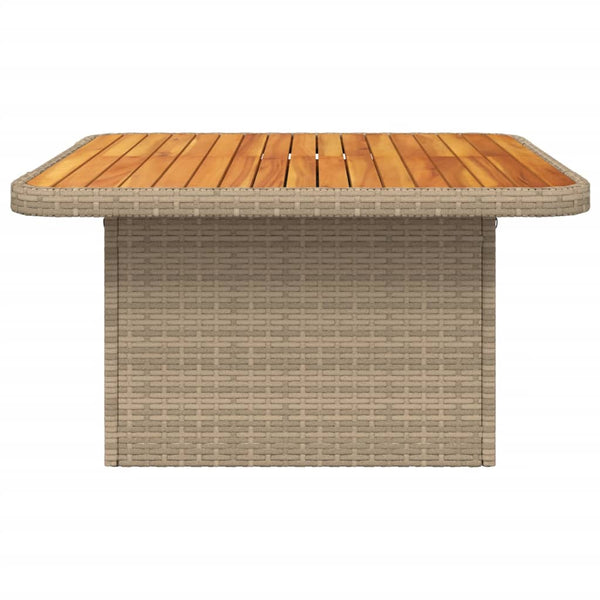 Beiger Gartentisch 80x80 cm Poly Rattan Akazie