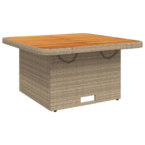Beiger Gartentisch 80x80 cm Poly Rattan Akazie