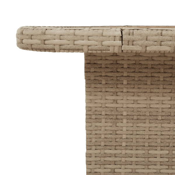 Beiger Gartentisch 80x80 cm Poly Rattan Akazie