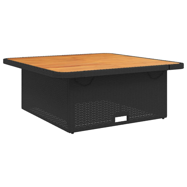 Schwarzer Gartentisch Poly Rattan Akazie 110x110 cm