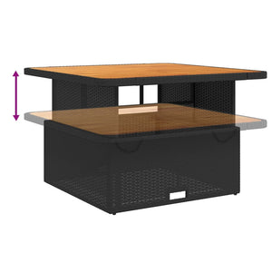 Schwarzer Gartentisch Poly Rattan Akazie 110x110 cm