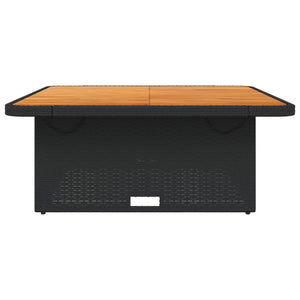 Schwarzer Gartentisch Poly Rattan Akazie 110x110 cm