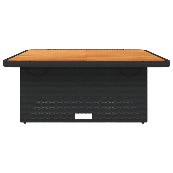 Schwarzer Gartentisch Poly Rattan Akazie 110x110 cm