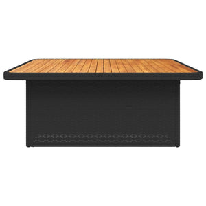 Schwarzer Gartentisch Poly Rattan Akazie 110x110 cm