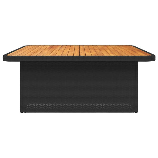 Schwarzer Gartentisch Poly Rattan Akazie 110x110 cm