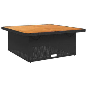 Schwarzer Gartentisch Poly Rattan Akazie 110x110 cm