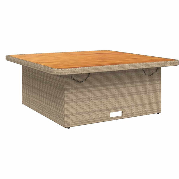 Beiger Gartentisch 110x110 cm Poly Rattan Akazie