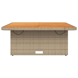 Beiger Gartentisch 110x110 cm Poly Rattan Akazie