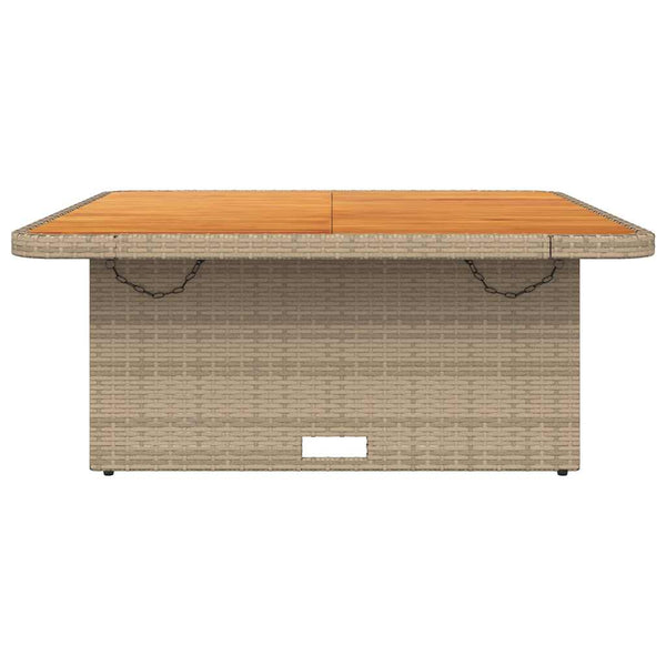Beiger Gartentisch 110x110 cm Poly Rattan Akazie