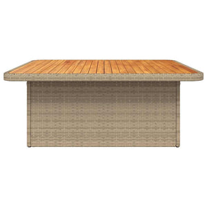 Beiger Gartentisch 110x110 cm Poly Rattan Akazie
