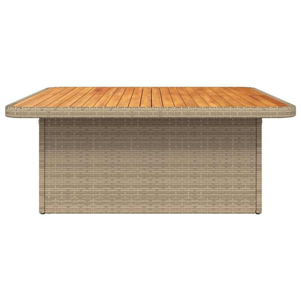 Beiger Gartentisch 110x110 cm Poly Rattan Akazie