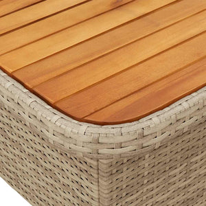 Beiger Gartentisch 110x110 cm Poly Rattan Akazie