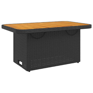 Schwarzer Gartentisch 90x55 cm Poly Rattan Akazie