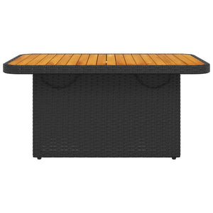 Schwarzer Gartentisch 90x55 cm Poly Rattan Akazie