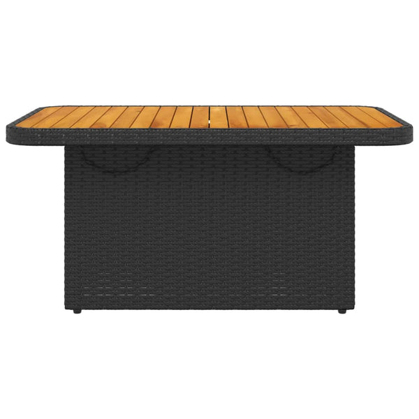 Schwarzer Gartentisch 90x55 cm Poly Rattan Akazie