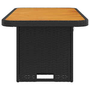 Schwarzer Gartentisch 90x55 cm Poly Rattan Akazie