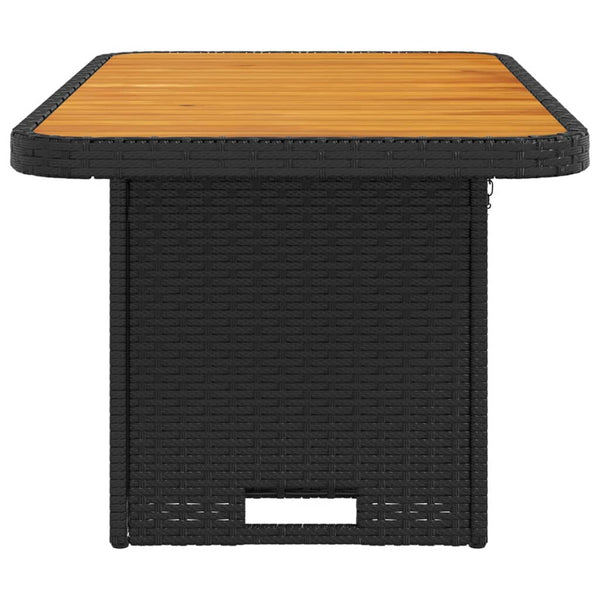 Schwarzer Gartentisch 90x55 cm Poly Rattan Akazie
