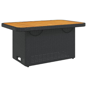Schwarzer Gartentisch 90x55 cm Poly Rattan Akazie