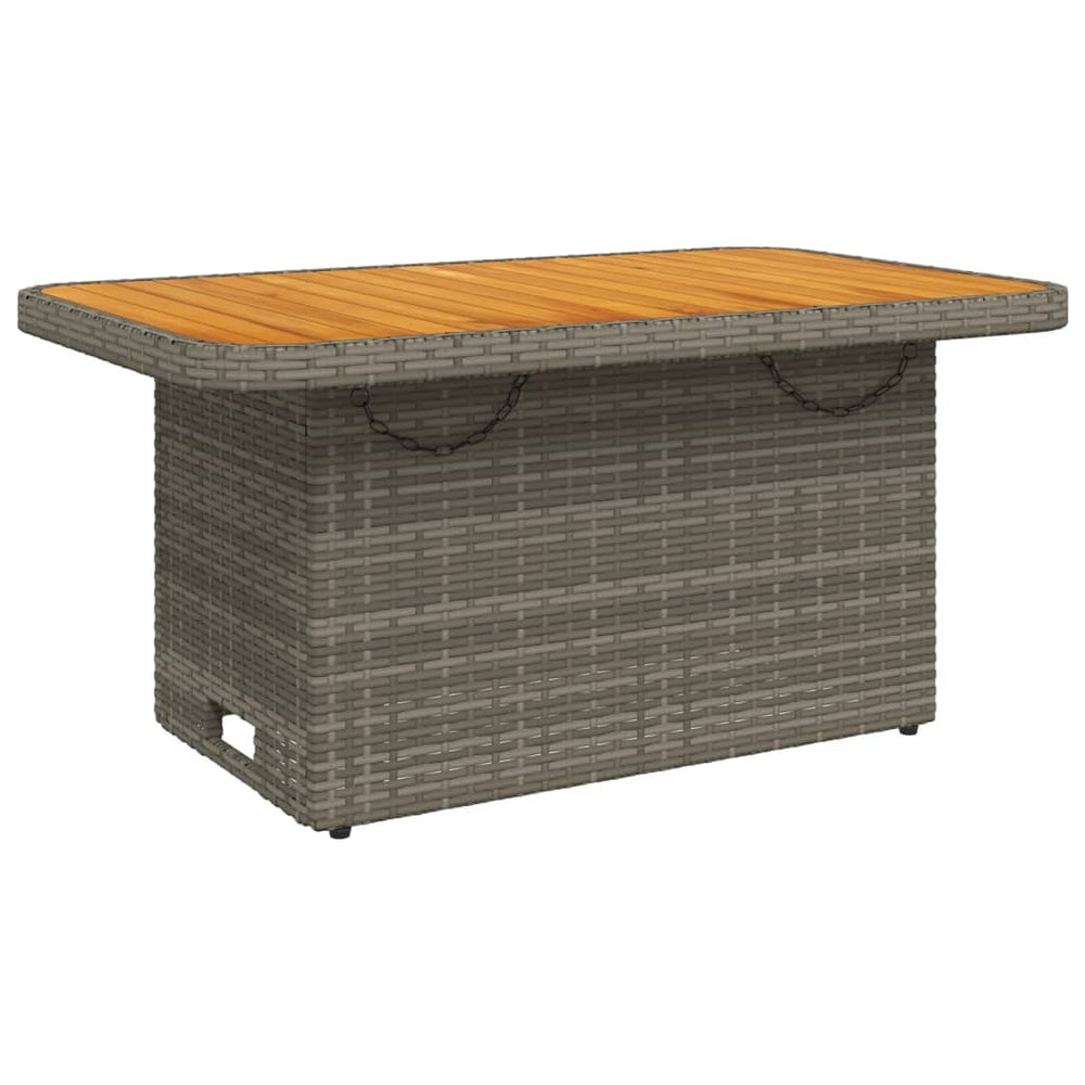 Grauer Gartentisch 90x55 cm Poly Rattan Akazie