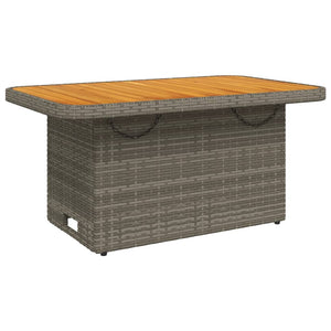 Grauer Gartentisch 90x55 cm Poly Rattan Akazie