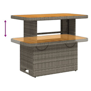 Grauer Gartentisch 90x55 cm Poly Rattan Akazie