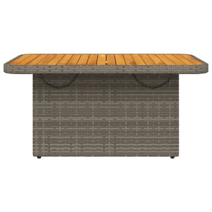 Grauer Gartentisch 90x55 cm Poly Rattan Akazie