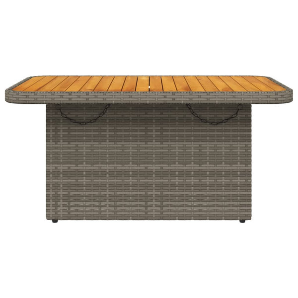 Grauer Gartentisch 90x55 cm Poly Rattan Akazie