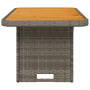 Grauer Gartentisch 90x55 cm Poly Rattan Akazie