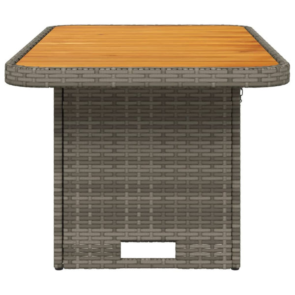 Grauer Gartentisch 90x55 cm Poly Rattan Akazie