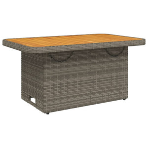 Grauer Gartentisch 90x55 cm Poly Rattan Akazie